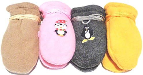 Set of Four Pairs Very Warm Fleece Mittens for Infants Ages 6-24 Months