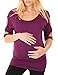 Caramel Cantina Maternity Top with Dolman Sleeves and Open Back (Medium, Plum)