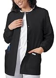 Women's Jewel Neck Two Pocket Warm-Up Scrub Jacket by Cherokee (XS-5X)-Solids and Prints