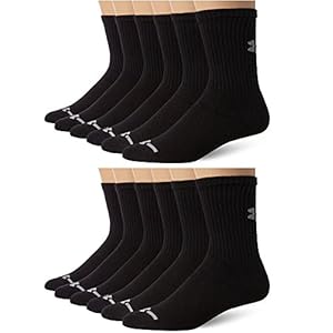 Under Armour Men's Charged Cotton Crew Socks - 12 Pairs (2-pk (12 pair) Large, Black)