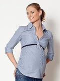 Schwangerschaftsbluse Belinda, Langarm, blau-wei�-gestreift, Meg&Grace