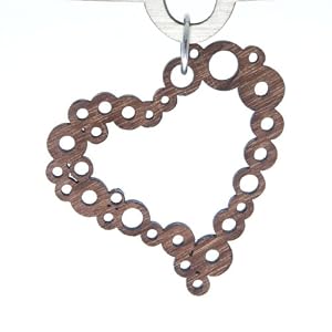 Tubular Wood Heart Pendant
