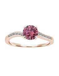 0.89 Ct Round Pink and White Diamond 14K Rose Gold Ring