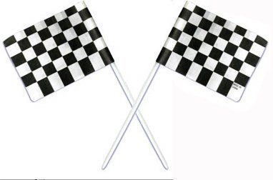 Oasis Supply Cake/Cupcake Topper, Black and White Racing Checkered Flags (1-Pack of 36)