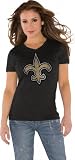 New Orleans Saints Black Women's Primary Logo Tri Blend V Neck T-Shirt- by Alyssa Milano