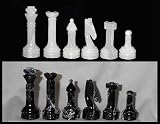 Black Marble & White Onyx Chess Pieces - Large