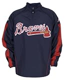 Mens MLB Majestic Pullover Shirt Windbreaker Jacket Atlanta Braves Officially Licensed
