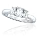 14k White Gold Emerald Cut 3-Stone Ring (1/2 ct center, 1 cttw, I-J Color, I1, Clarity)