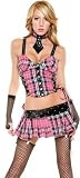 Sexy Adult Womens Halloween Costumes Naughty Pink Plaid Punk Schoolgirl School Girl Costume Theme Party Outfit