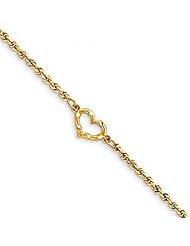 WomenS Heart Design Anklet in 14kt Yellow Gold - Polished Finish - Inviting