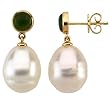 14K Yellow Gold Paspaley South Sea Cultured Pearl and Jade Earrings - 12.00mm