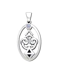Sterling Silver Priory of Sion Natural Moonstone Pendant- Free Chain
