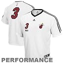 adidas Miami Heat #3 Dwayne Wade White On Court Shooting Performance T-shirt
