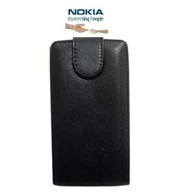 Flip Leather Case Cover For Nokia C1-01 Black Pouch uk