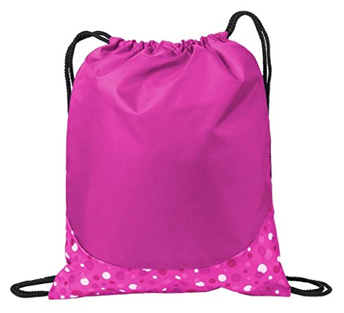 AimTrend All-Purpose Patterned Cinch Drawstring Gym Bag, Pink Bubbles