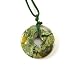 Rainforest Jasper Polished Gemstone Donut Pendant on Adjustable Silk Necklace