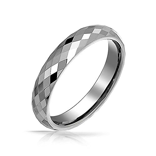 Fathers Day Gift Multi Faceted Tungsten Ring Wedding Band 4mm