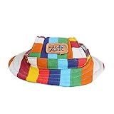 Kung Fu Dog Colorful Stripe Pet Dog Cat Canvas Hat Sun-shading Cap with Ear Holes Only for Small Dogs