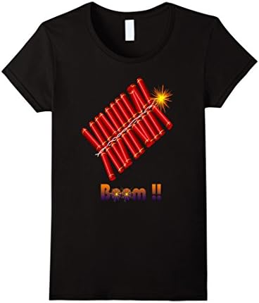 Women's Happy Diwali Firecracker Phataka Boom T-Shirt. Medium Black