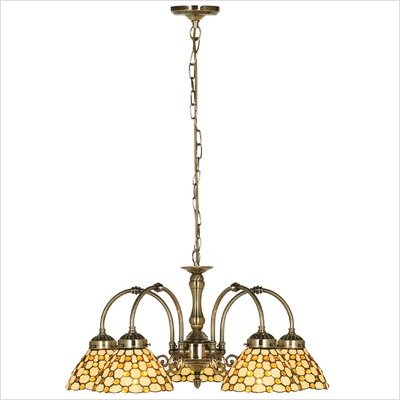 Raindrop 5 Light Chandelier in Antique Brass