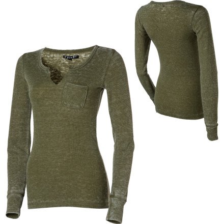 Volcom Stone Only Split Neck Thermal Top - Womens Burnt Olive Heather, S