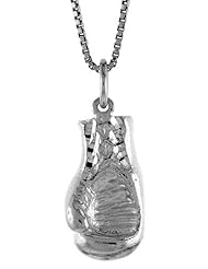 Sterling Silver Boxing Glove (hollow back) Pendant, 7/8 inch Tall