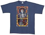 Liquid Blue Men's Grateful Dead Skeleton & Roses Short Sleeve Tee,Blue,X-Large