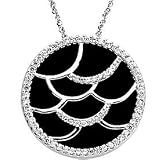 Unique Onyx & Diamond Unique Onyx & Diamond Pendant set in 14 kt White Gold - Free Chain