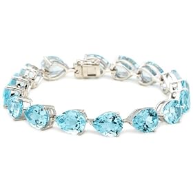 Sterling Silver Blue Topaz Pear-Shaped Bracelet, 7.25 by