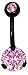 Forbidden Body Jewelry Blackline IP Plated Surgical Steel Pink CZ Double Jeweled Belly Button Ring