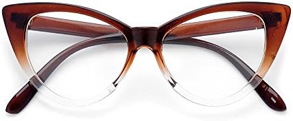Kids / Young Girls Super Cat Eye Vintage Fashion Inspired Mod Eyewear / Sunglasses (Brown Fade-Clear)