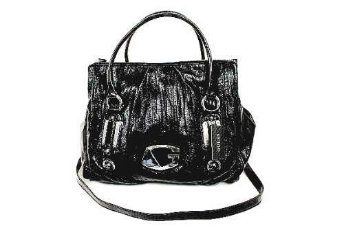 Guess Corissa Foldover Satchel Black Ladies Handbag Vinyl Purse