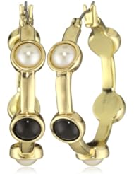 Anne Klein "PIER 39" Pearl Click It Hoop Earrings