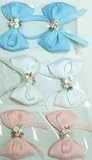 Sj.149, Set of Six Multicolor Ribbon Hair Bow Clip with Satin Rosebuds on French Barrette for Infant and Children