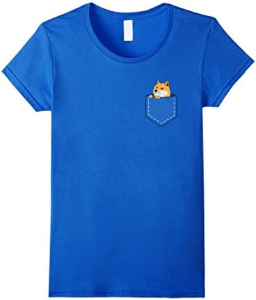 Women's Funny Pocket Doge T-Shirt - Doge T-Shirt - Doge Shirt - Doge T Shirt Medium Royal Blue