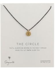 Dogeared "Black and Gold" Circle Cross Disc Chain Necklace, 18"