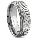 7 Degree WOOD GRAIN Titanium Band Ring
