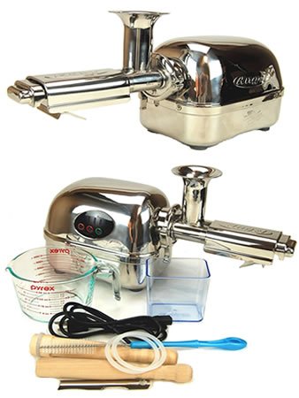 Super Angel 5500 Juicer Plus Organic Wheatgrass Kit - Superangel Twin Gear, All Stainelss Steel Electric Juice Extractor