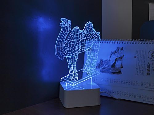 Hideeled 3d Illusion Table Lamp Light, Blue Color Lighting with Various Design to Choose (Camel)