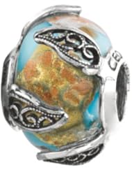 925 Sterling Silver Blue Filigree Glass Bead, For Chamilia, Pandora, Biagi, Personality, Reflections And More Charm Bracelets