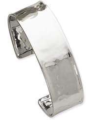 14k White Gold 19mm Lightly Hammered Polished Cuff Bangle. Metal Wt- 15.97g
