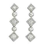 14K White Gold Bezel Set Round Diamonds Dangling Earrings (0.13 ctw, G-H, SI1)