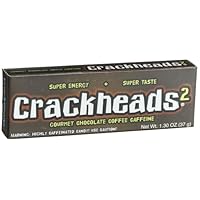 Crackheads 2 Candy Coated Chocolate Covered Coffee Beans, Highly Caffeinated Candy, 1.3-Ounce Boxes (Pack of 12)