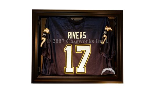 San Diego Chargers Football Jersey Display Case with Removable Face and Black Finish Frame