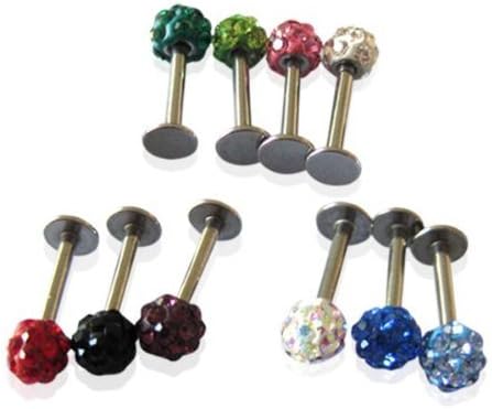 Able® 10pcs Mixed 16g Czech Crystal Lip Labret Ring Studs Monroe Stainless Steel Piercing