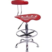 Vibrant Wine Red and Chrome Bar Stool Height Drafting Stool 