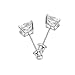 14k White Gold 4mm Princess Square Solitaire Basket Set Stud Earrings with Screw Back