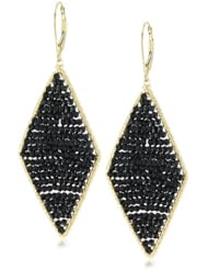 Dana Kellin Jet Crystal Large Diamond Shape Earrings