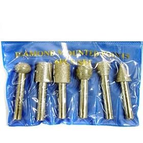 Buy 6 BIG Diamond Burrs 1 4 Mandrel Rotary Tool Bits for Dewalt and Makita Cordless... now!