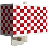 Checkered Red Rectangular Giclee Shade Wall Sconce